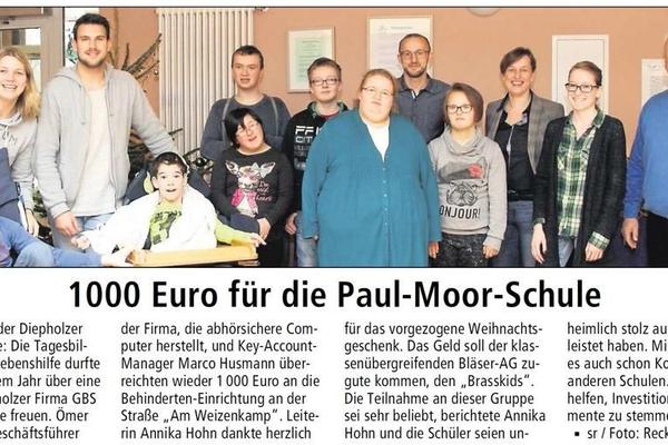 Spende für die Paul-Moor-Schule